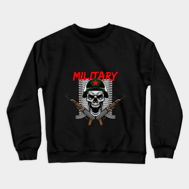 Military Skull! Crewneck Sweatshirt by Harrisaputra